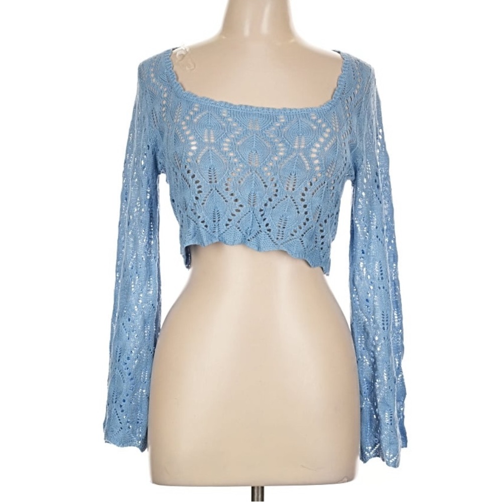 Almost Famous Women's Light Blue Lace Blouse